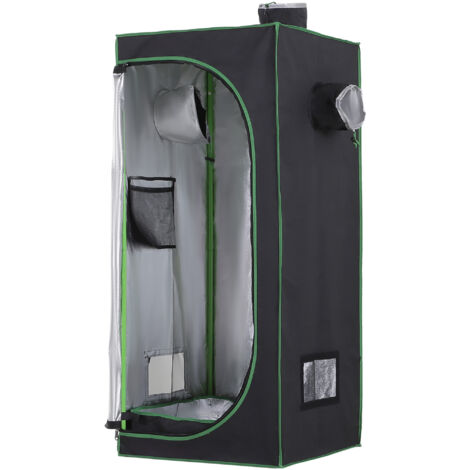 Tente de culture hydroponique Oxford 600D avec 3 aérations réglables et une fenêtre. Tente de culture hydroponique d'intérieur avec passe-câbles. 60 x 60 x 140 cm. Noire. (1/5)
