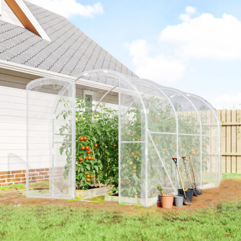 Serre de jardin tunnel 3 x 2 x 2 m 6 m² avec porte à charnières bâche en PE 150 g/m² pour Légumes Plantes Fleurs (1/5)