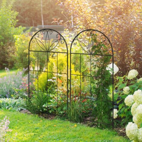 Treillis de jardin lot de 2 support pour plantes grimpantes en métal - 51 x 120 cm noir (1/5)