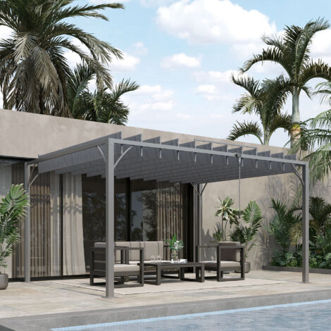Pergola 4 x 3 m bioclimatique pergola avec lames orientables style contemporain UV 50+ aluminium - gris