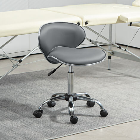 Tabouret à roulettes tabouret de travail avec hauteur réglable 44-56 cm et dossier. pivotant 360°. gris (1/5)
