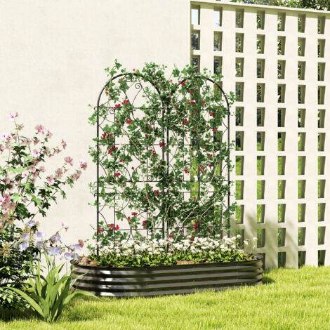 Support pour plantes grimpantes avec motif lot de 2 treillis de jardin pour vigne fleurs légumes métal 50 x 150 cm noir (1/5)