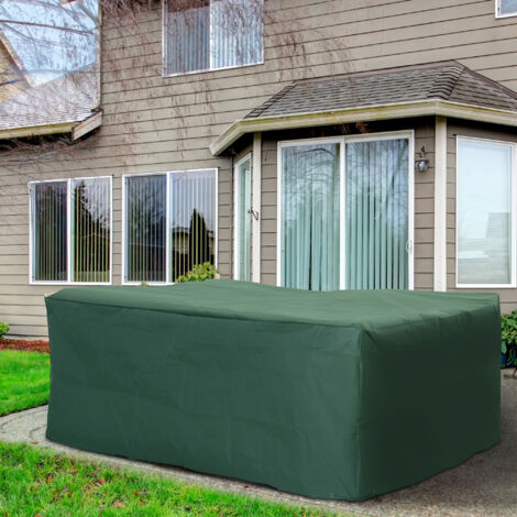 Outsunny Housse de Protection Étanche Housse Salon de Jardin 600D Oxford Tissu Bâche Salon de Jardin Extérieur Imperméable rectangulaire 210L x 140l x 80H cm Vert (1/5)