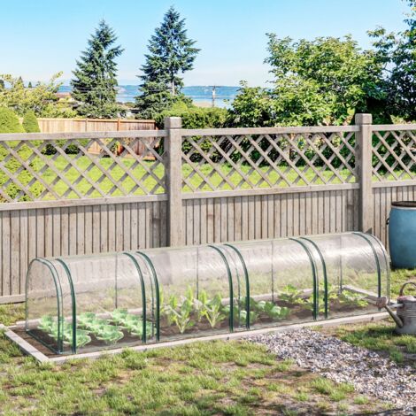 Mini Serre de Jardin Serre à tomates 4L x 1l x 0.80H m Acier PVC Anti-UV 4 fenêtres Zip enroulables Vert et Transparent (1/5)