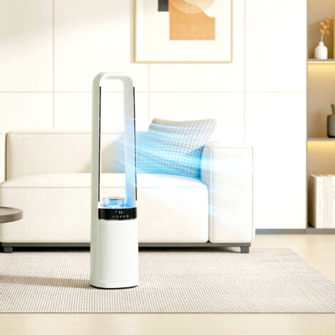 Ventilateur colonne silencieux 36dB. ventilateur tour pour chambre. 93.3cm de haut. oscillant à 45°. 3 vitesses. blanc