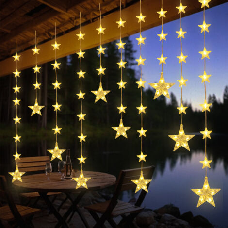 RCBBETT ZA SAS Rideau étoiles lumineux, 2 m x 1,5 m 144 LED, 80 étoiles, 8 modes, télécommande 13 touches infrarouge, guirlande fenêtre pour Noël, décoration intérieure