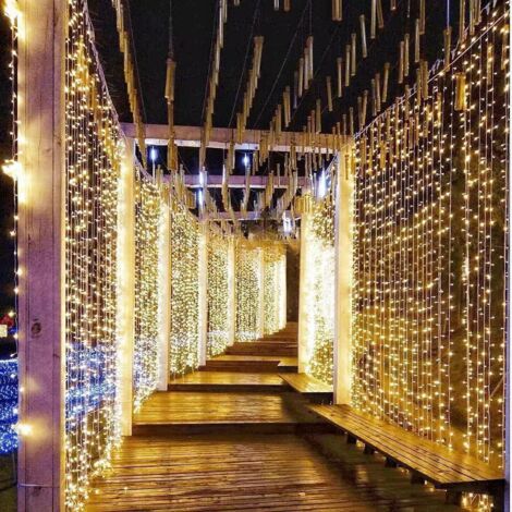 RCBBETT ZA SAS Rideau lumineux style glaçon, 6 m x 3 m 600 LED blanc chaud, 8 modes, étanche, sur secteur, décoration de Noël pour fenêtre, mur, balcon, intérieur et extérieur
