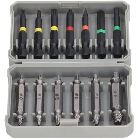 Outil pour retirer les vis cassées, les vis à double tête, avec kit d'embouts de tournevis étoile-hexagone-fente-cruciforme