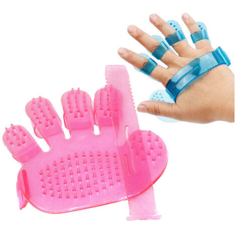 Brosse de bain pour animaux de compagnie, brosse à cinq doigts de gant de paume, toilettage pour chat et chien, fournitures de bain pour animaux de compagnie, rose