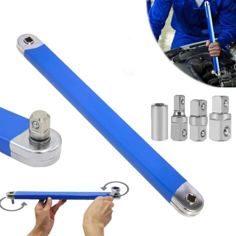 Zero Offset Extension Wrench Clé d'extension avec adaptateur d'entraînement 1/2", 1/4" et 3/8", clé d'extension Zero Offset multifonction pour réparation de voiture et de maison