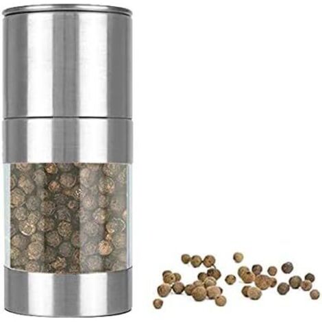 Moulin à Poivre Manuel,Moulin à Sel et Poivre, Moulin à épices en Acier Inoxydable,Taille de Grain Réglable (argenté, 1 pièce)-Fei Yu (1/5)