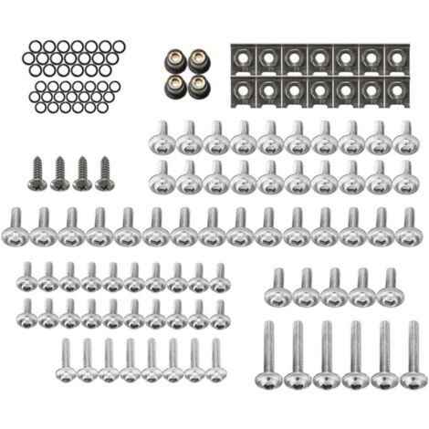 137 Pièces Kit De Boulons De Corps De Carénage De Moto, Kit Visserie Fixations Clip Vis Set En Aluminium Clip De Fixation Clips D'Écrou De Corps,Argent (1/5)