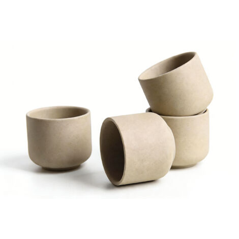 Tasse à Thé Céramique - Sans Anse - 90 ml - Hauteur 5,5 cm - Diamètre Max 6,5 cm - Micro-ondes Lave-vaisselle Four Sécurisés - Lot de 4