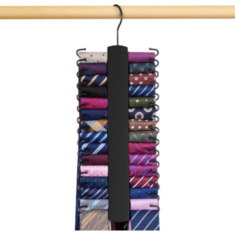 Porte-Cravates - 30 Crochets Métalliques - Support en Bois pour Armoire - Organisation Verticale sans Froissement - 1 Pièce (1/5)
