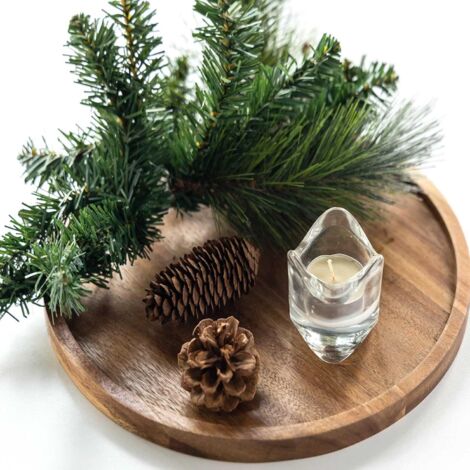 Plateau Pour Bougie - Plateau En Bois D'acacia Ronde 29 cm - Pour Table Basse Ou Décoration Intérieure - 1 Pièce (1/5)