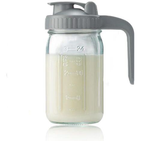 Pitcher En Verre - 32 oz - Bec Verseur En V - Couvercle Étanche - Pour Lait Maternel Jus Th Froid Café Filtre - 1 Pièce (1/5)