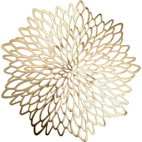 Sous-Plat Ronde - PVC Résistant à la Chaleur - Finition Dorée Métallique Brillante - Pour Décoration de Table Fêtes et Quotidien - Lot de 4 (1/5)
