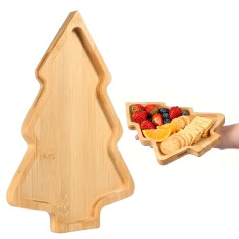 Plateau De Service Forme D Arbre De Noel - En Bambou - Pour Apéritif Fromage Salade Sushi - 28 X 20 Cm - 1 Pièce (1/5)