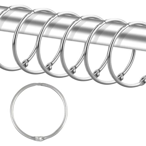Anneaux Pour Rideau De Douche - Métal Chromé Anti-Rouille - Diamètre 5 cm - Forme Ronde O - Convient Tige Standard 2 À 3,2 cm - Lot De 20