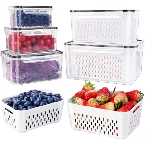 Contenant Alimentaire - Avec Égouttoir Amovible - PP Sans BPA - Réfrigérateur Congélateur Micro-ondes Lave-vaisselle - 5 Pièces