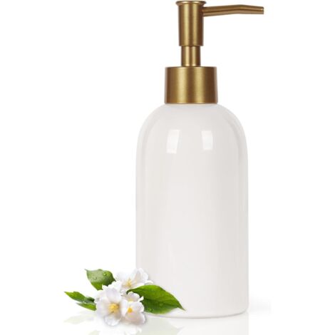 Distributeur De Savon En Céramique - 400 ml - Pour Salle De Bains Et Cuisine - Blanc