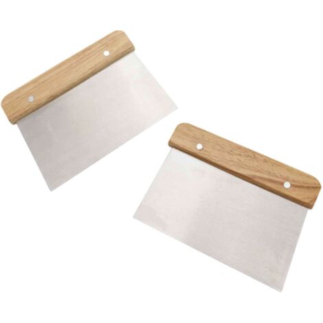 Dough Scraper - Stainless Steel Blade 15 x 11 cm - Wooden Handle - For Pastry Dough Pizza Bread - 1 Piece (1/5)