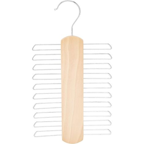 Cintre Porte-Cravates - Porte-Ceintures Bois Naturel - 20 Barres - Pour Penderie Standard - 2 Pièces (1/5)