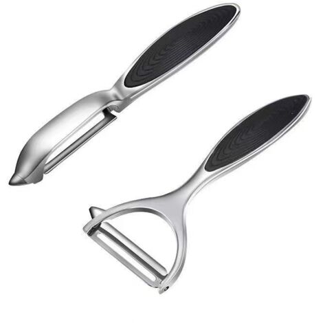 Eplucheur - Acier Carbone - Pour Pommes Légumes Carottes Patates - Ergonomique Antidérapant - Droit Gauche - 2 Pièces