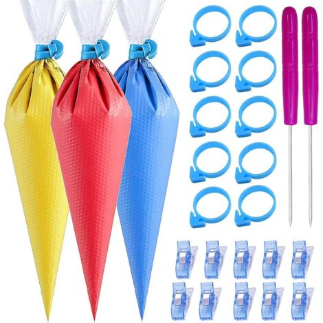 Sac à Douille Sans Embout - 100 Pièces 35,5 cm - 10 Attaches en Silicone - 10 Aiguilles de Traçage - 2 Clips pour Douilles (1/5)
