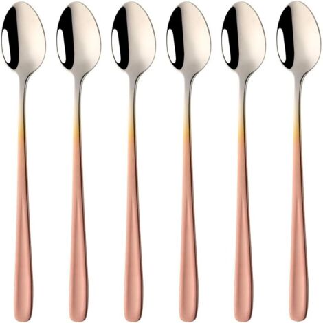 Cuillère À Thé Glacé - 20 cm - Acier Inoxydable 18/10 - Pour Cocktails, Thés Froids, Milk-shakes, Cafés - Lot de 6 (1/5)