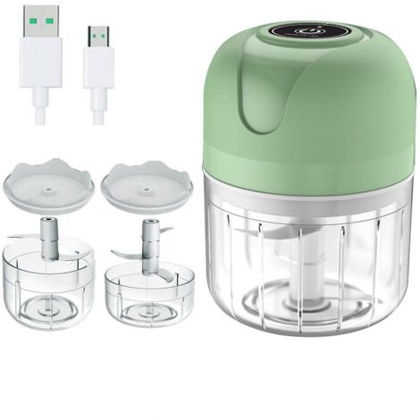 Hachoir Électrique Mini - Bol En Plastique Alimentaire - Lame En Acier Inoxydable 304 - Rechargeable USB - Pour Ail Oignon Légumes Fruits - 1 Pièce (1/5)