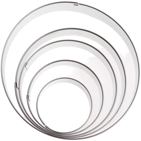 Emporte-pièce Rond - Acier Inoxydable - Diamètres 4 5,5 7 7,8 10 cm - Hauteur 2,5 cm - Pour Pâtisserie Biscuit Mousse Gâteau DIY - Lot de 5 (1/5)