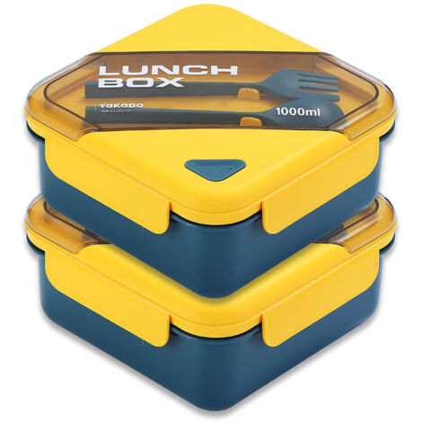Boite A Repas Bento - 1000 ML - 2 Compartiments Avec Contenant Pour Soupe Et Couverts Integres - Micro-ondes Et Lave-Vaisselle Acceptes - PP Sans BPA - 1 Piece (1/5)
