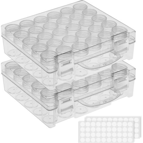 Boîte De Rangement Pour Perles - 30 Compartiments - Plastique Transparent - Double Fermeture - Étiquettes Incluses - Pour Diy Bijoux Peinture À Diamants Graines Paillettes - 2 Pièces (1/5)