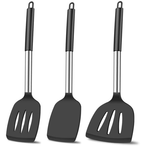 Spatule En Silicone - Résistant Jusqu'à 315 °C - Pour Cuisinière Antiadhésive - Lot De 3 Pièces (1/5)