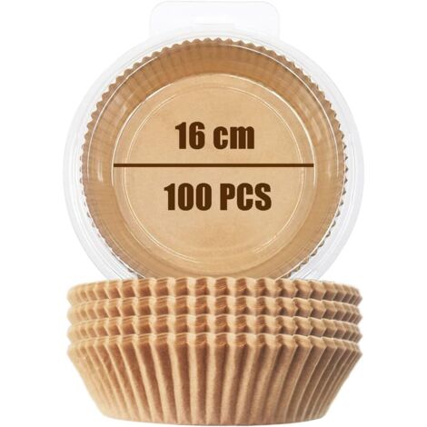 Papier Cuisson Pour Friteuse À Air - Rond Antiadhésif En Silicone Alimentaire - Adapté Friteuses 3 à 6 L - Diamètre 16 à 20 cm - Hauteur 4,5 cm - Lot de 100 (1/5)