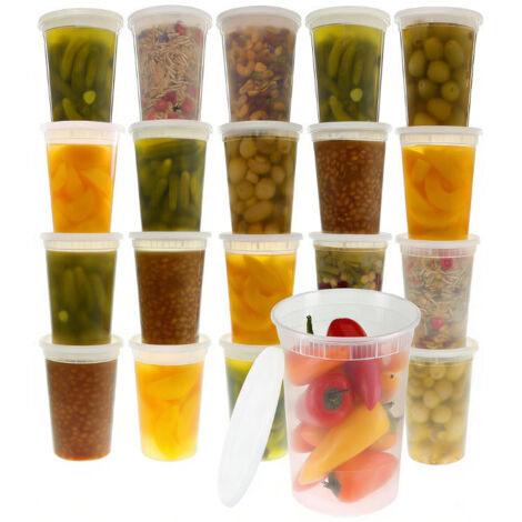 Contenant Alimentaire - 32 Oz - En Plastique Sans BPA - Étanche - Micro-ondes Congélateur Lave-vaisselle - Empilable - Lot De 24 (1/5)