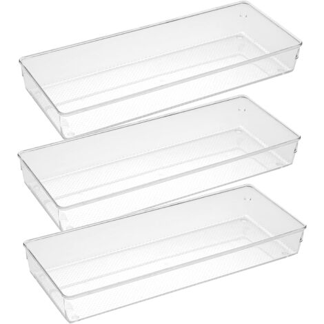 Drawer Organizer Tray - PET - 38 x 15 x 5 cm - Multi-Use Storage Compartment for Cutlery Utensil Makeup - 3 Pack (1/5)
