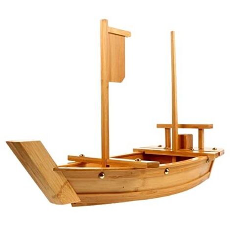 Sushi Boat - Bois de Pin Blanc - 52 x 20 x 13 cm - Plateau de Service pour Sushis et Sashimi - Usage Restauration ou Maison - 1 Pièce