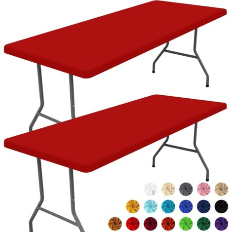 Tablecloth Rectangulaire - 76 x 183 cm - Élastique Tissu Polyester-Spandex - Pour Extérieur Intérieur Pique-Nique Camping Fête - 2 Pièces