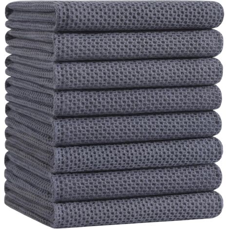 Serviette De Cuisine - Tissu Coton 100 % - Tissage Nid D Abeille - Dimensions 20 X 28 Pouces - Pour Séchage Et Nettoyage En Cuisine - Lot De 8 (1/5)