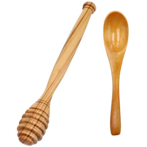 Cuillère À Miel En Bois D'olivier - Design En Spirale Pour Miel Et Sirop - Poignée Allongée - Lot De 2
