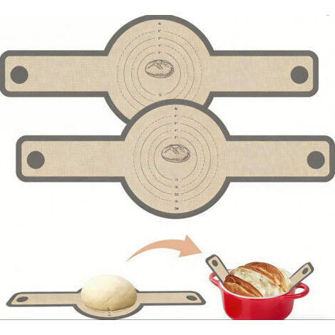 Silicone Bread Sling - Heat Resistant to 260°C - For Dutch Oven Baking - Non Stick Reusable - With Long Handles - 2 Pieces