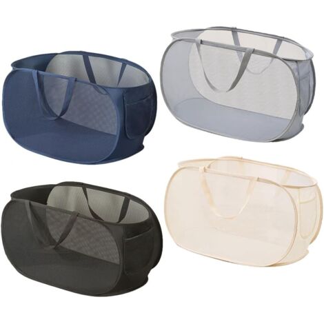 Panier À Linge Pliable - 4 Pièces - Maille Respirante - Ouverture Horizontale - 58 x 36 x 36 cm - Pour Maison Bureau Camping Voyage (1/5)