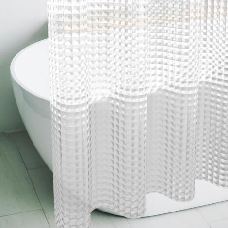 Rideau De Douche Interieur - 183 x 183 Cm - En EVA Cristal Transparent - Avec Oeillets Metal Anti-Rouille Et 3 Aimants En Bas - 1 Piece (1/5)