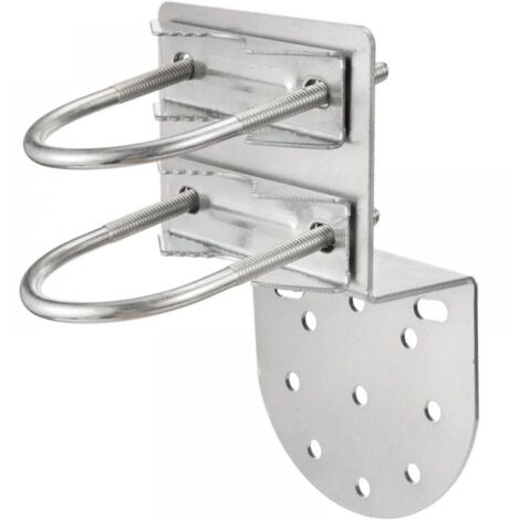 Support Mural Pour Mât D Antenne - Fixation Z En Fer Galvanisé Dacromet - Adapté 25 À 50 Mm - Extérieur Toit Mur - Kit Complet ×1