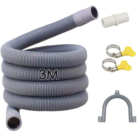 Tuyau Vidange - 3 M - Diamètre Intérieur 24 mm - Pour Machine À Laver Lave-Vaisselle Sécheuse - Avec Raccord 20 mm Et 2 Colliers (1/5)