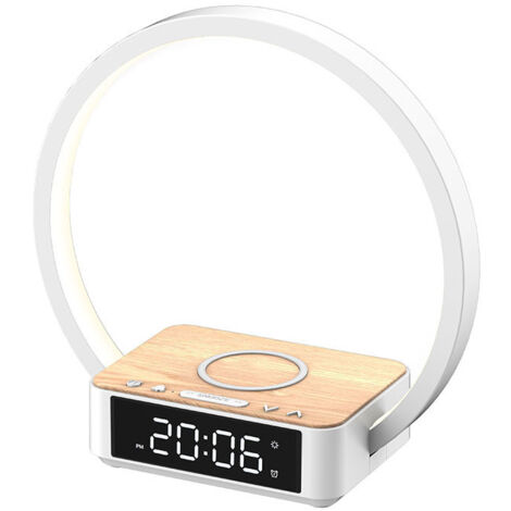 Lampe De Chevet - Chargeur Sans Fil 10 W - Réveil Avec Simulation Aube - Commande Tactile À 3 Niveaux - Pour Chambre Et Salon - 1 Pièce (1/5)