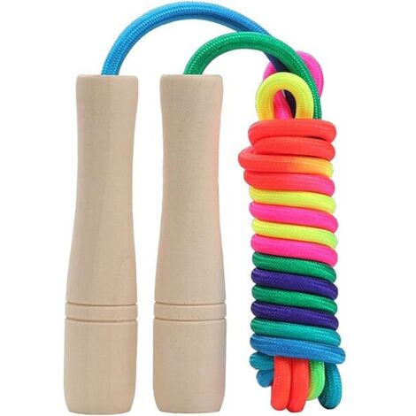 Corde à Sauter Enfant - 2,6 M - Poignées en Bois - Réglable - Pour Enfants À Partir de 5 Ans - 1 Pièce (1/4)