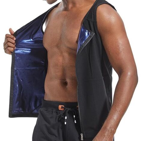 Gilet Sauna - Veste De Transpiration Pour Homme En Matière Polymère Rétenteur De Chaleur - Pour Entraînement En Salle De Sport Et Activités Physiques - Taille Unique (1/5)